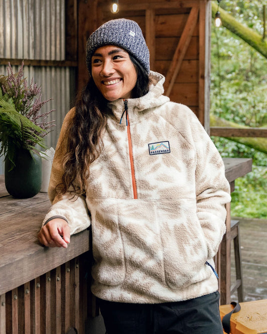 Maine 1/2 Zip Recycled Sherpa Fleece - Abstract Mountain Birch