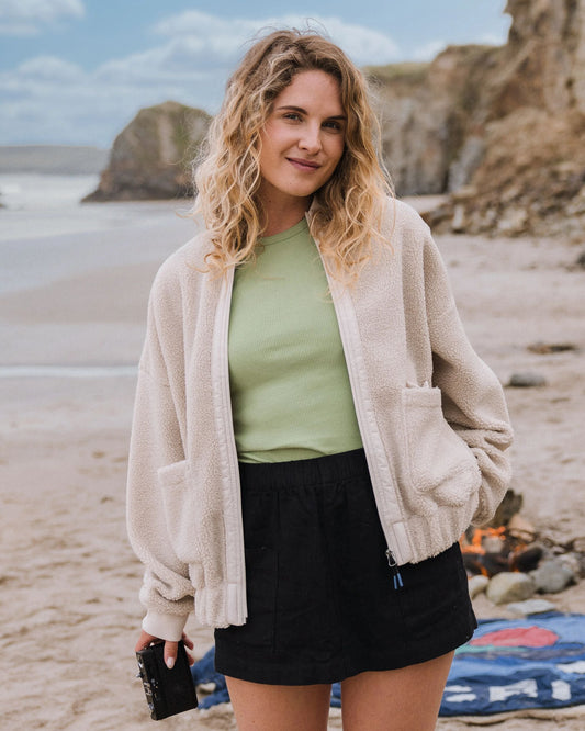 Lucia Recycled Sherpa Fleece - Vintage White